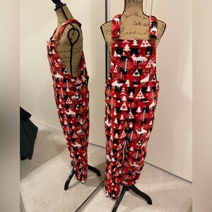 Festive Red and Black Christmas Overalls